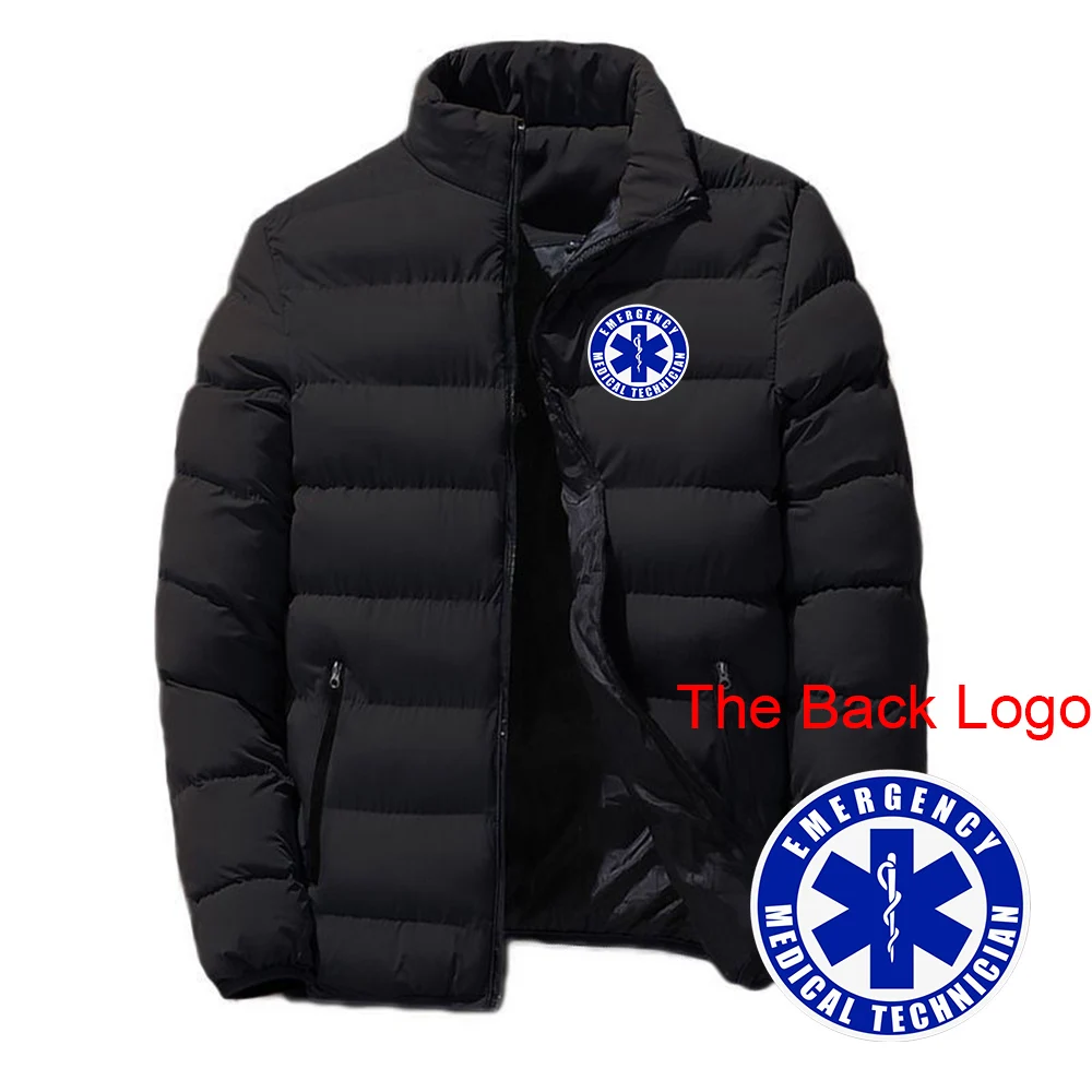 2024 EMT Emergency Ambulance Thick Men New Warm Autumn and Winter Casual Men's Outwear Coats Cotton Padded Down Jacket Tops