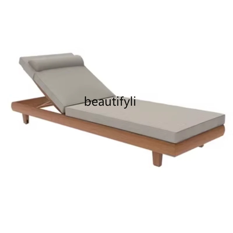 

Outdoor sofa teak courtyard open-air balcony waterproof and sunscreen coffee table combination Chinese solid wood furniture