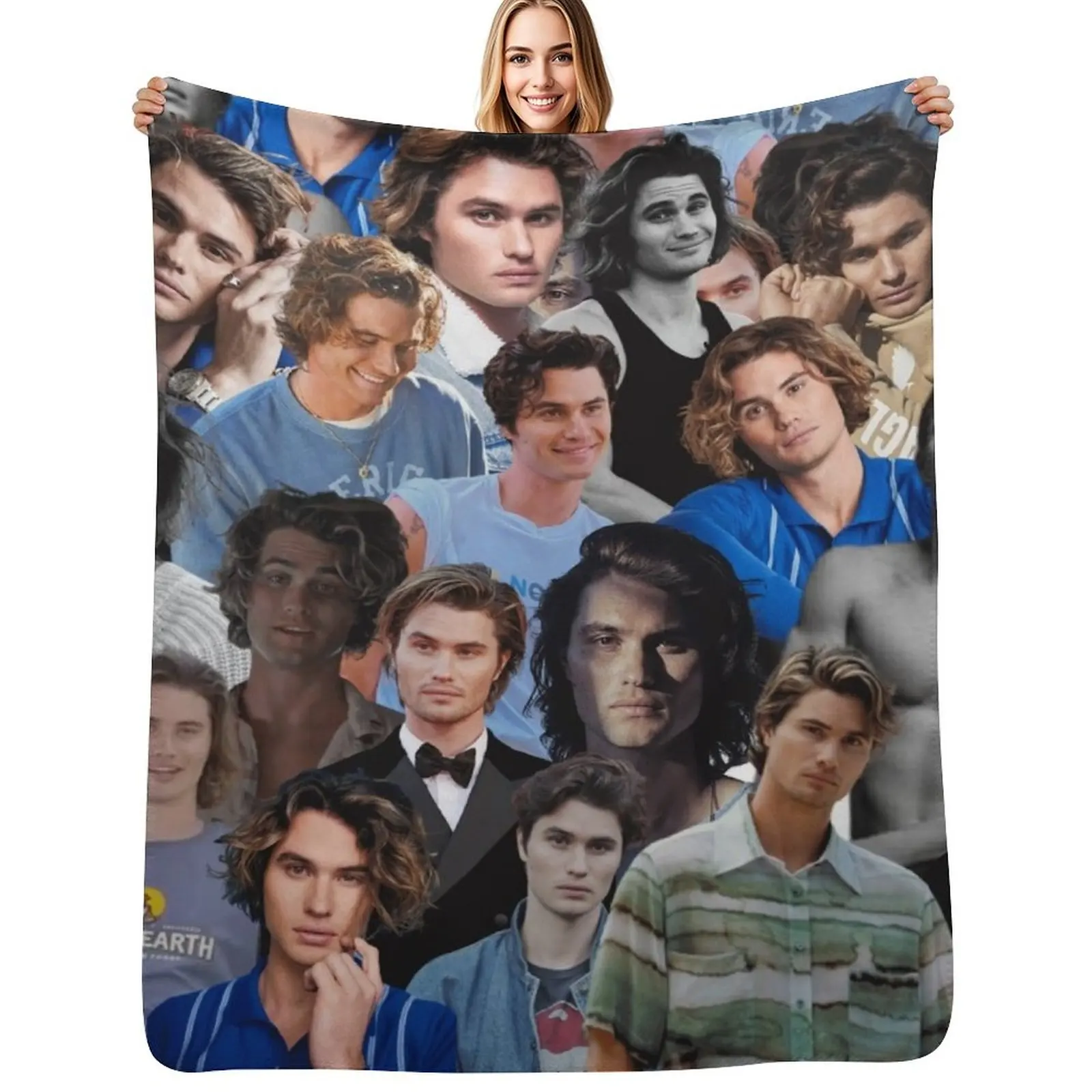 

Chase Stokes Photo Collage Throw Blanket Thermal Decorative Sofa Giant Sofa Summer Blankets