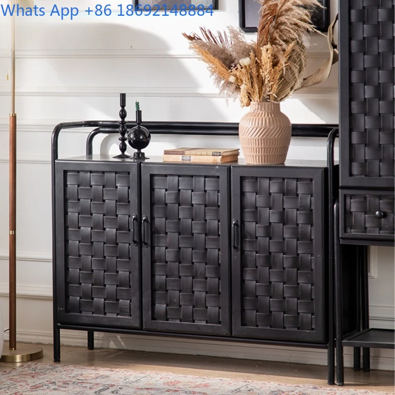 Retro Style Entry Shoe Cabinet with Display Storage for Living Room and Kitchen Use