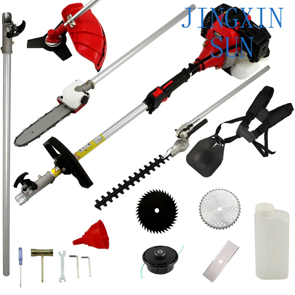 Lawn Mower Gas Engine 1.75KW 52cc Garden Hedge Trimmer 5 In 1 Petrol Strimmer Chainsaw Brush Cutter CG520 Garden Tool