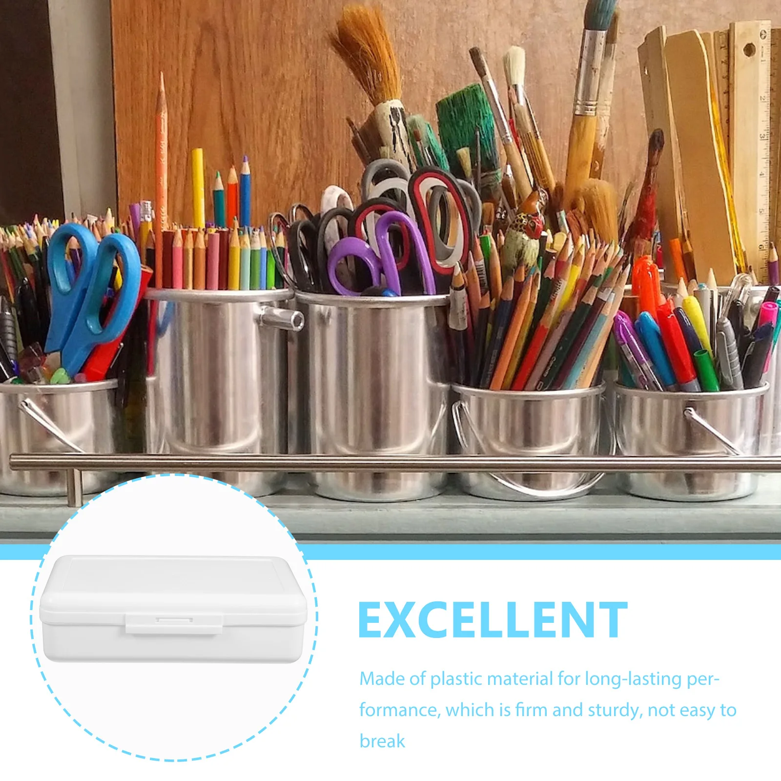 صندوق أقلام رصاص شفاف حافظة أقلام بلاستيكية منظم تخزين لأقلام القرطاسية المدرسية أقلام الرصاص علامات رسم صغير محمول