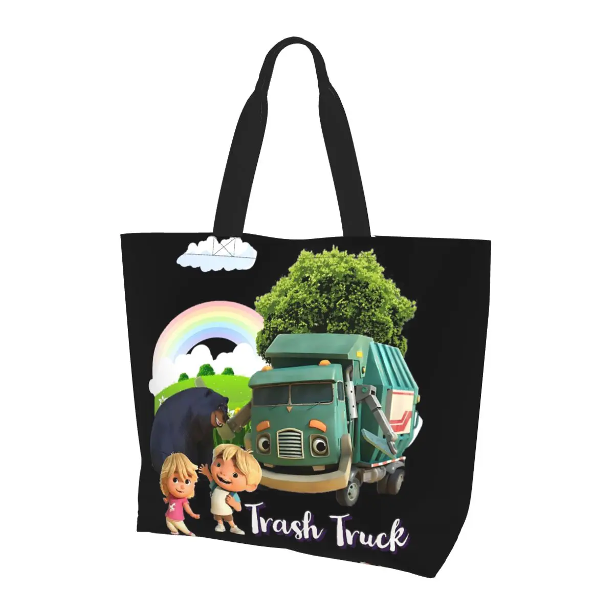 

Анимация мусорного грузовика, мусорный грузовик Netflix, большая сумка для покупок, парусиновая сумка на плечо большой вместимости, сумка для покупок, продуктовая сумка для женщин