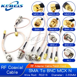 BNC to SMA Male To Female RG316 Extension Cable SMA To MMCX MCX N RF Connecting Cable Adapter Nut Bulkhead Extension Coax