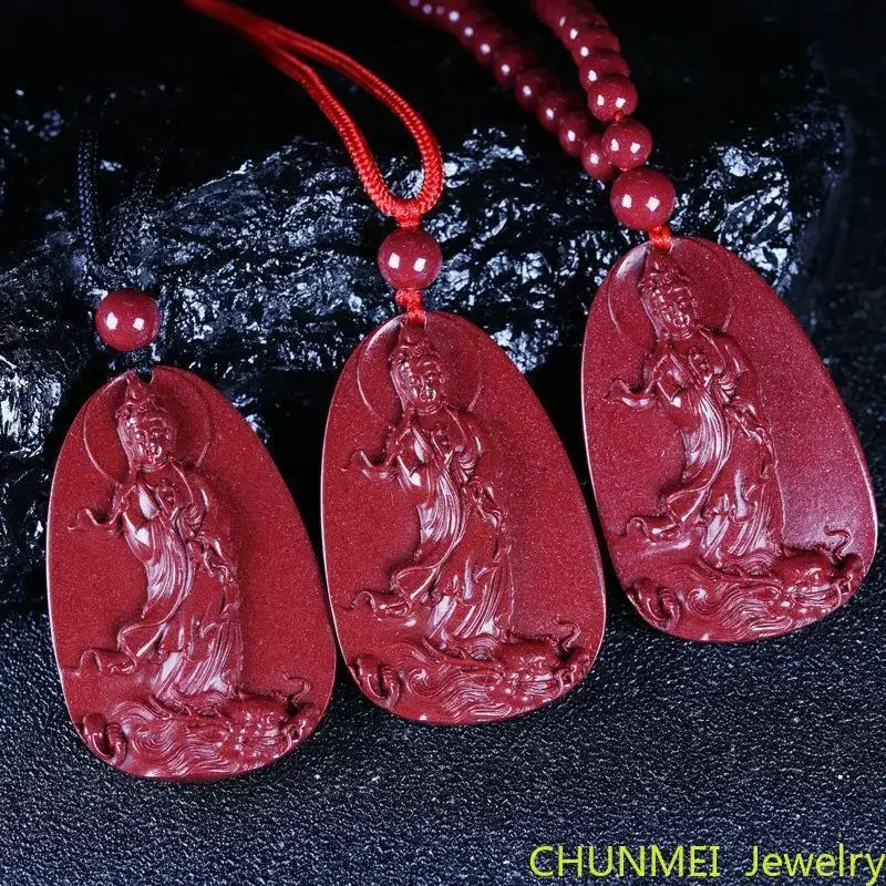 Natural Cinnabar Dragon Men's Exorcism Pendant 97 High Content Imperial Cinnabar Necklace Buddhist Bless