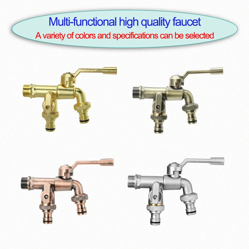 

1 Pcs Brass Faucet Bronze Antique Outdoor Double Socket Faucet for Washing Machine Outdoor Garden Balcony Frostproof Faucet