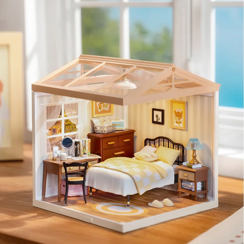 Robotime Rolife 3D Puzzle Super Store Sweet Dream Bedroom Plastic DIY Miniature House Kit Plastic Doll House Building Set Toy