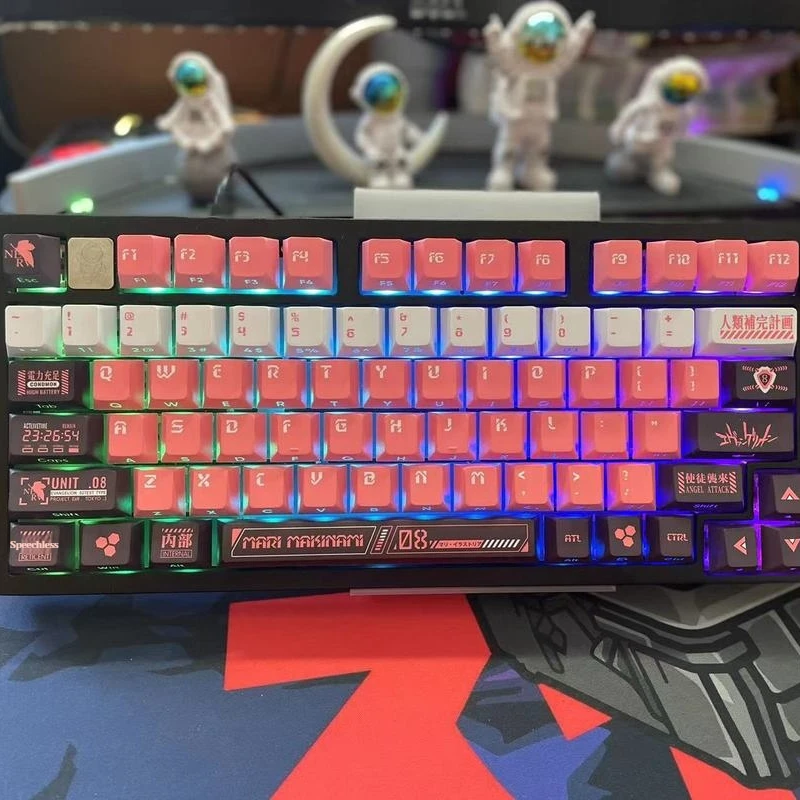 Ayanami Rei Themed Keycaps 128keys Original Pbt Five Sides Sublimation Mechanical Keyboard Keycaps Anime Game Periphery Keycaps