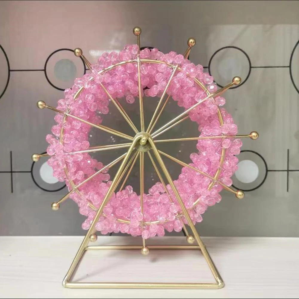 

DIY Beading Ornament Creative Led Metal Craft Iron Ferris Wheel Model Desk Decor Architecture Home Wine Cabinet Porch Decoration