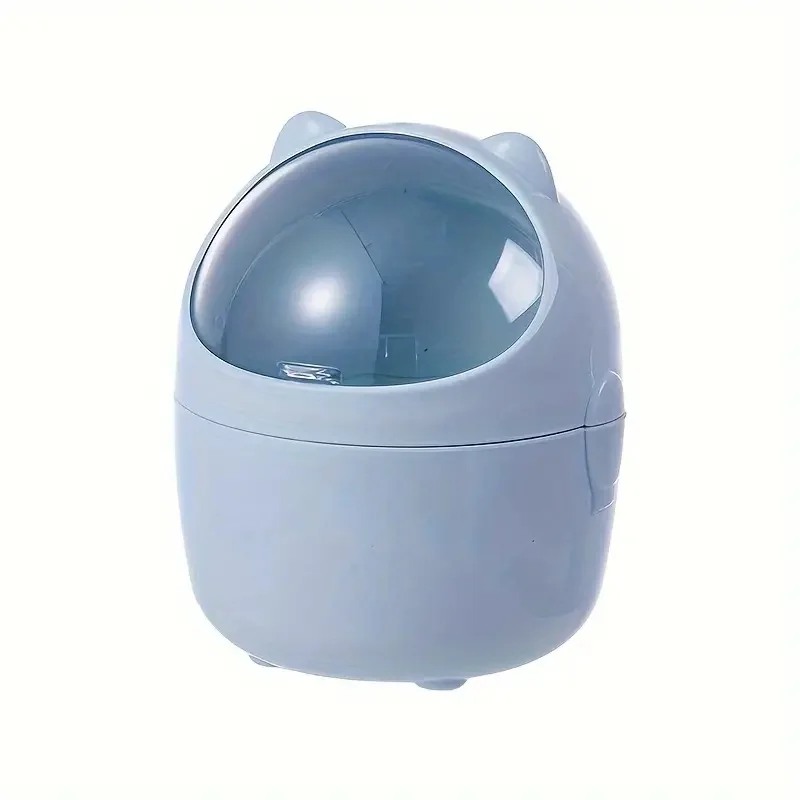 Mini Cute Cylindrical Wastebasket with Screw-Off Cap - Durable Plastic Desktop Trash Can