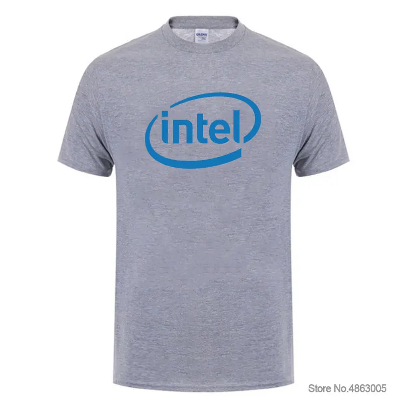 

Хлопковая спортивная футболка Intel с короткими рукавами, мужская летняя повседневная футболка с половиной рукавов, мужская рубашка S-XXXL
