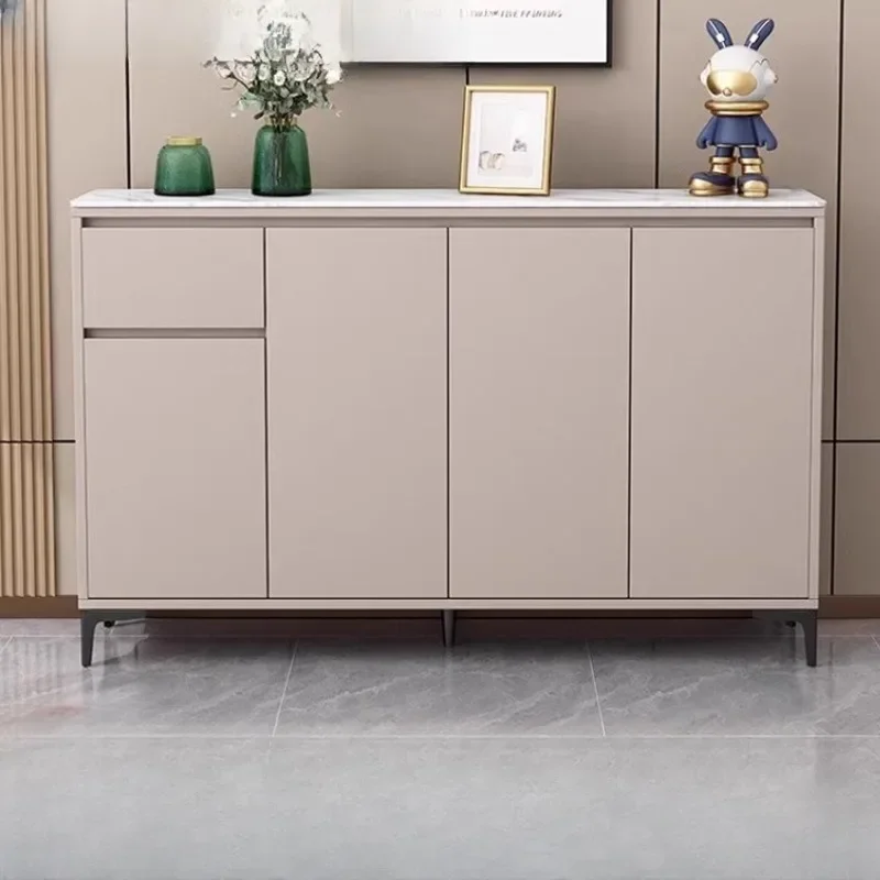 Household shoe cabinet rock slab countertop corridor solid wood storage cabinet door entry shoe cabinet floor-to-ceiling modern