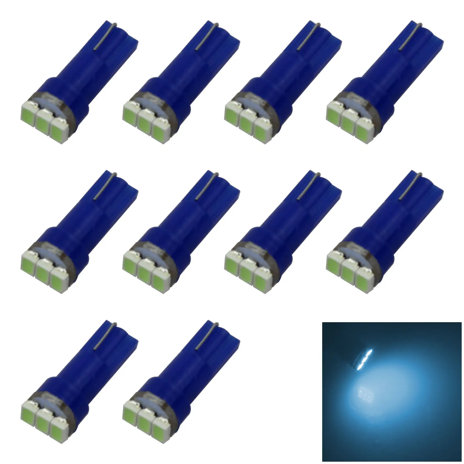

10x Ice Blue RV T5 лампочка для фотоприставки 3 1206 SMD светильник 79 85 86 Z2948