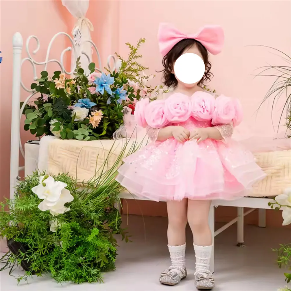 robe-de-demoiselle-d'honneur-personnalisee-a-sequins-robe-de-princesse-a-fleurs-a-manches-longues-et-superposee-robe-de-fete-d'anniversaire-pour-enfants