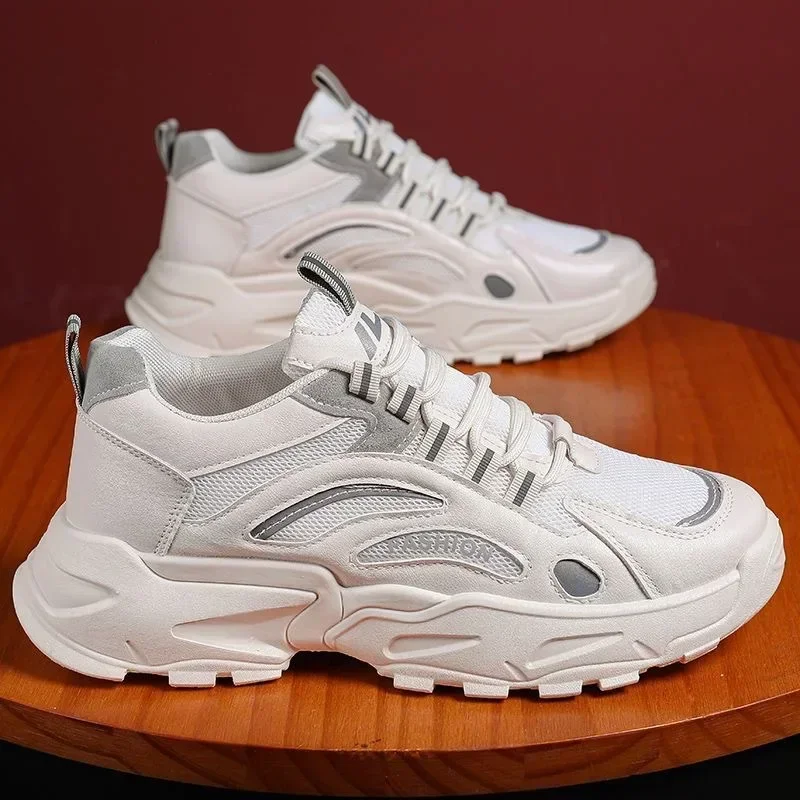 Men's Sneakers Fashion Casual Mesh Dad Shoes 2025 Spring New Lace Up Breathable Platform Running Shoes Tenis Masculino Shoes
