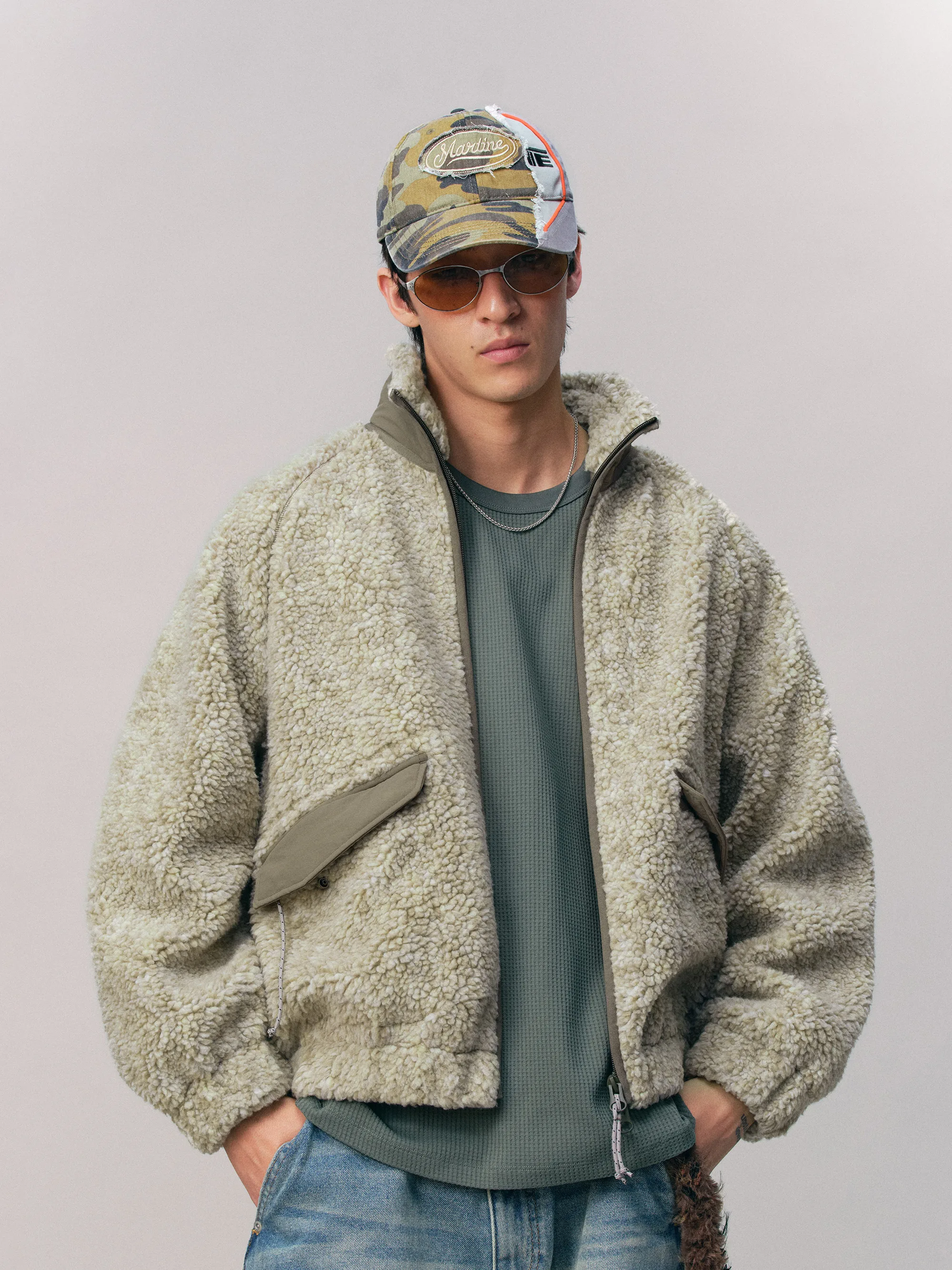 

Куртка Monterest Outdoor Tee-Color с вышивкой, повседневная, из овечьей шерсти, свободного кроя, молодежная, для ежедневной носки, из полиэфирного волокна