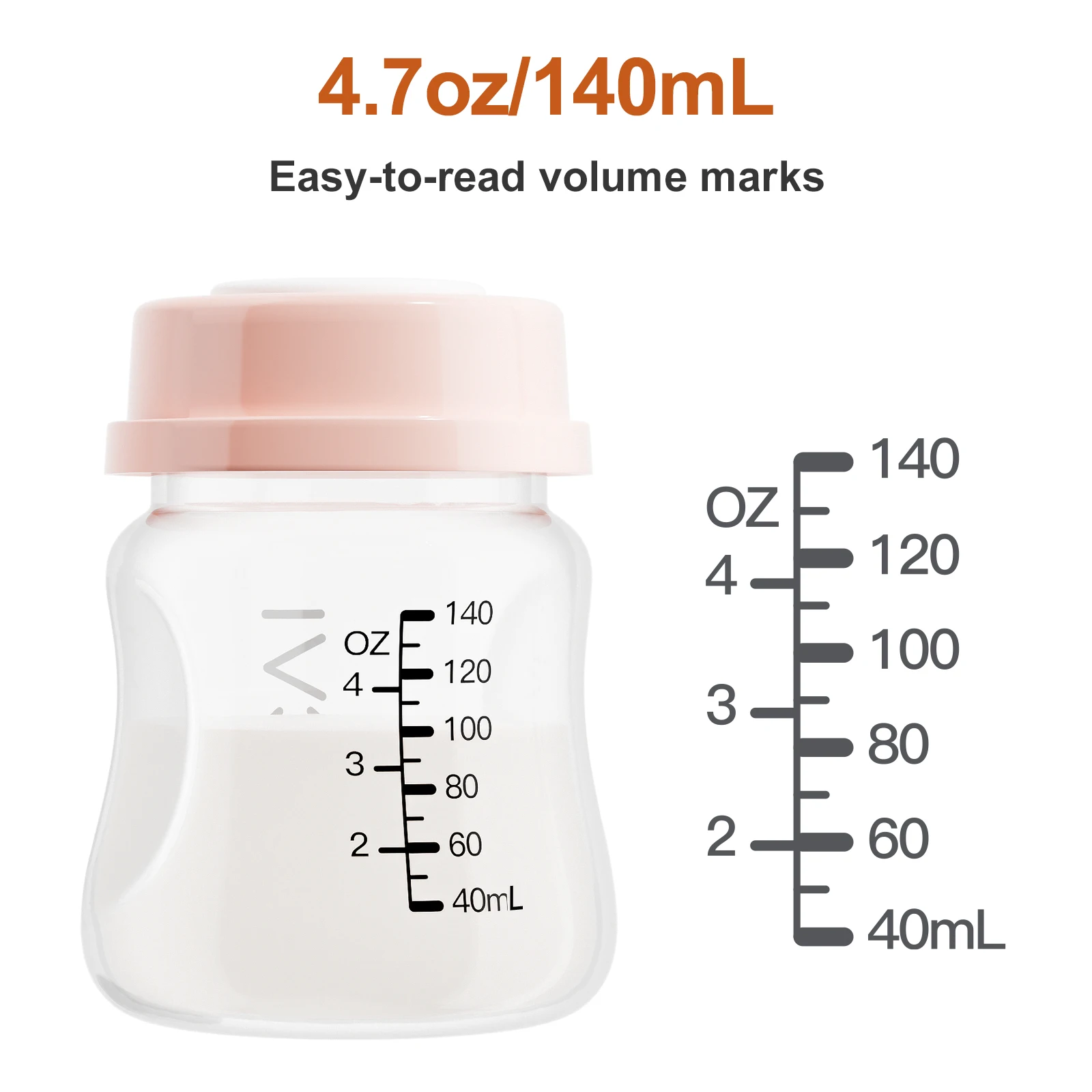 NCVI Breast Milk Storage Bottles, Baby Bottles with Nipples and Travel Caps, Anti-Colic, BPA Free, 4.7oz/140ml, 2 Count