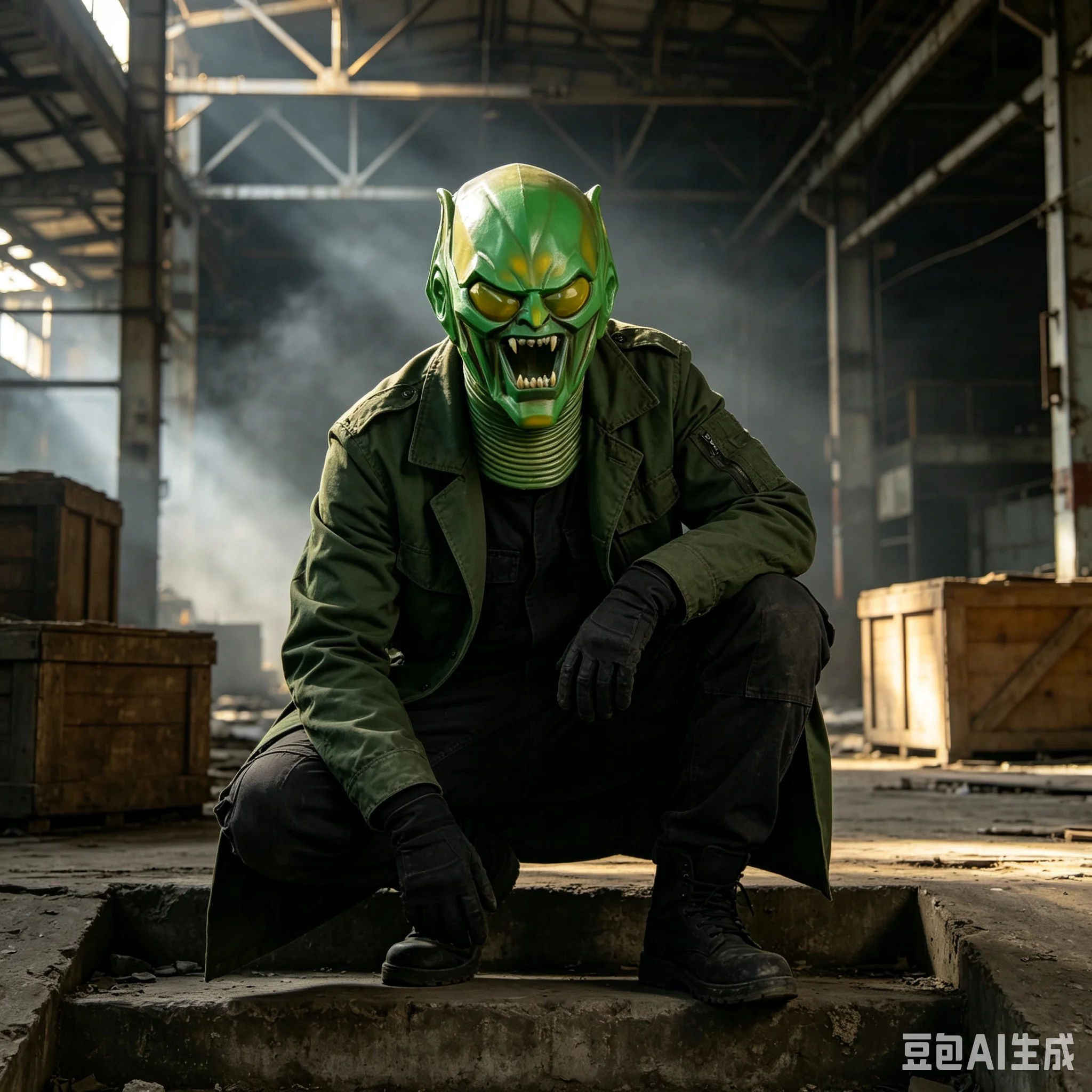 2025 Halloween Movie Superhero Helmet Expedition Head Cover Latex Green Demon Mask Green Demon Full Head Mask