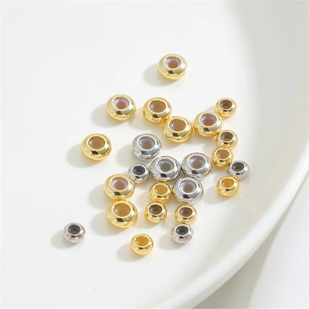 

14K Gold Ribbon Silicone Adjustment Wheel Bead Positioning Bead Handmade DIY Flat Bead Bracelet Necklace Material Accessories