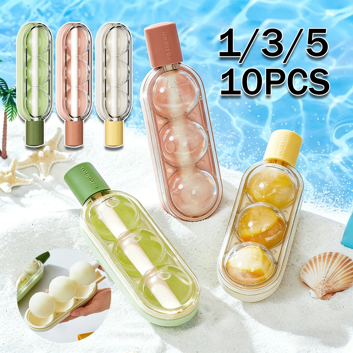 Tanghulu Ice Cream Mold Straw 2 in 1 Silicone Ice Grid Baby Food DIY Ice Cube Tray Popsicle Ice Ball Summer