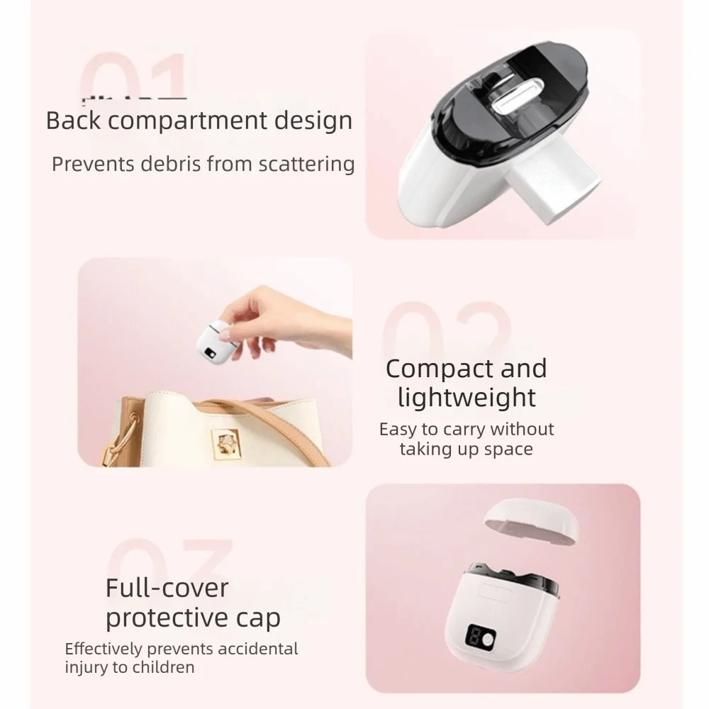 Efficient Rechargeable Electric Nail Clippers LED Light Anti-Splash Mini Nail Cutter Portable 3 Speeds Manicure Tools For Babies