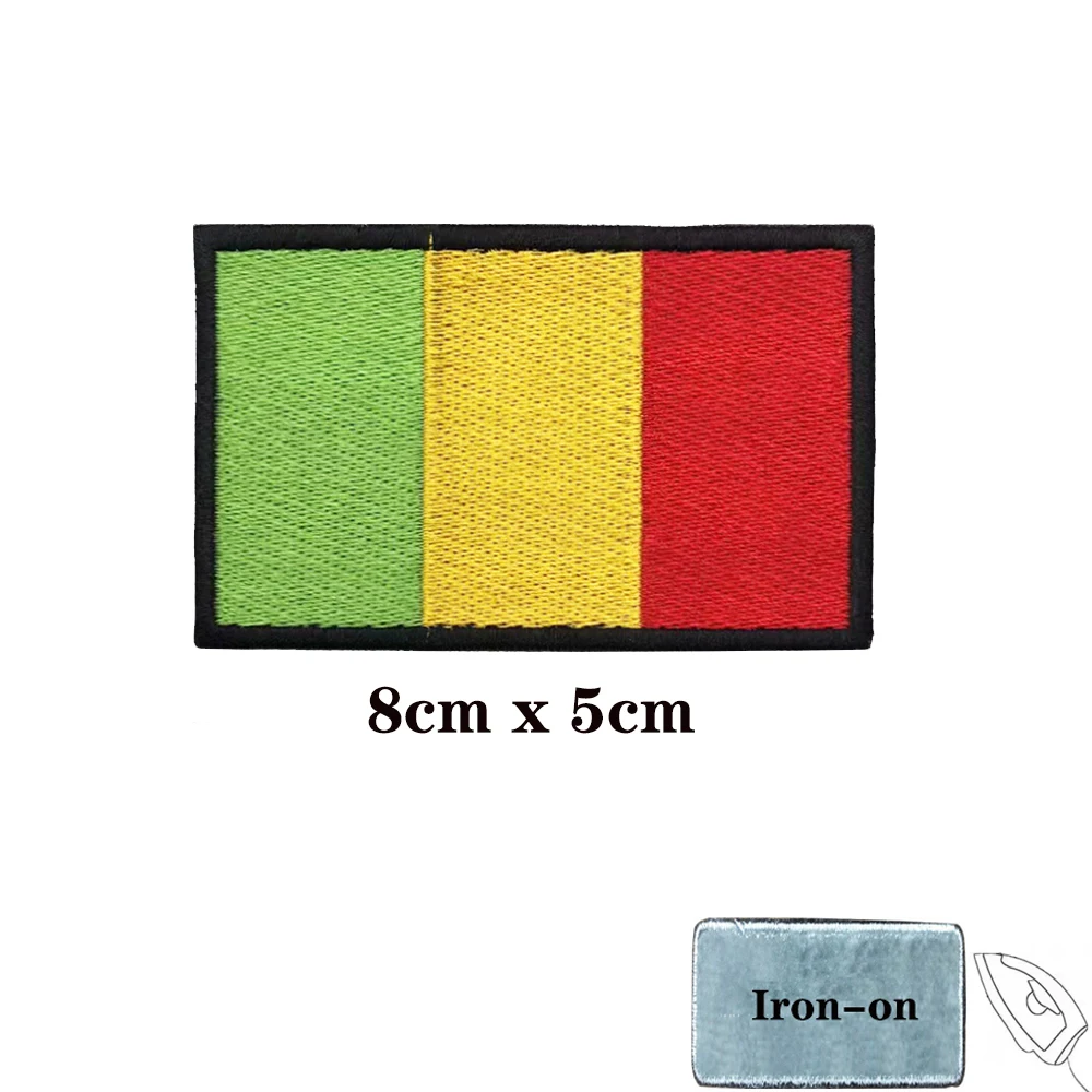 1PC Mali Flag  Patch Stripes Badge tags chevrons Armband Iron On Or Hook Loop embroidered