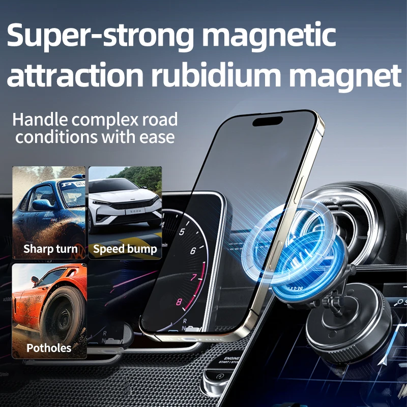 

Car Phone Magnetic Holder For iPhone 12 13 14 15 16 17 Vacuum Magnet Holder Foldable Strong Suction Cup Stand for Mobile Phone