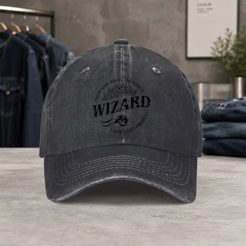 Wizard-Fireball-Design-Distressed-Baseball-Cap-Unisex-Adjustable-Hat-for-Hiking-Casual-Wear