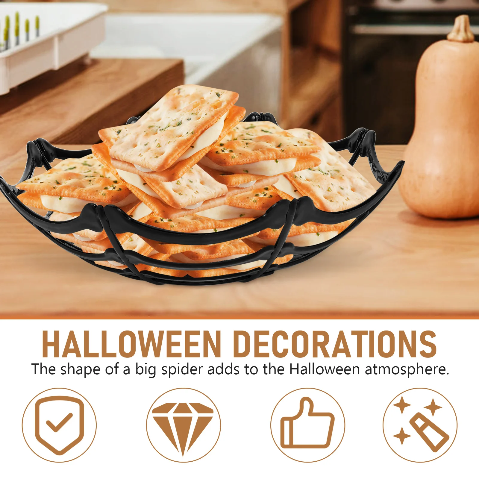 

Plastic Spider Web Fruit Basket Compact Space Saving Design for French Fries Fried Snacks Fruits Vegetables Restaurant Buffet