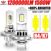 Bombilla LED H7 para coche CANBUS, 1500W, luces automáticas de alta potencia, 6500K, Mini ventilador Turbo inalámbrico, faro LED para automóvil de 12V