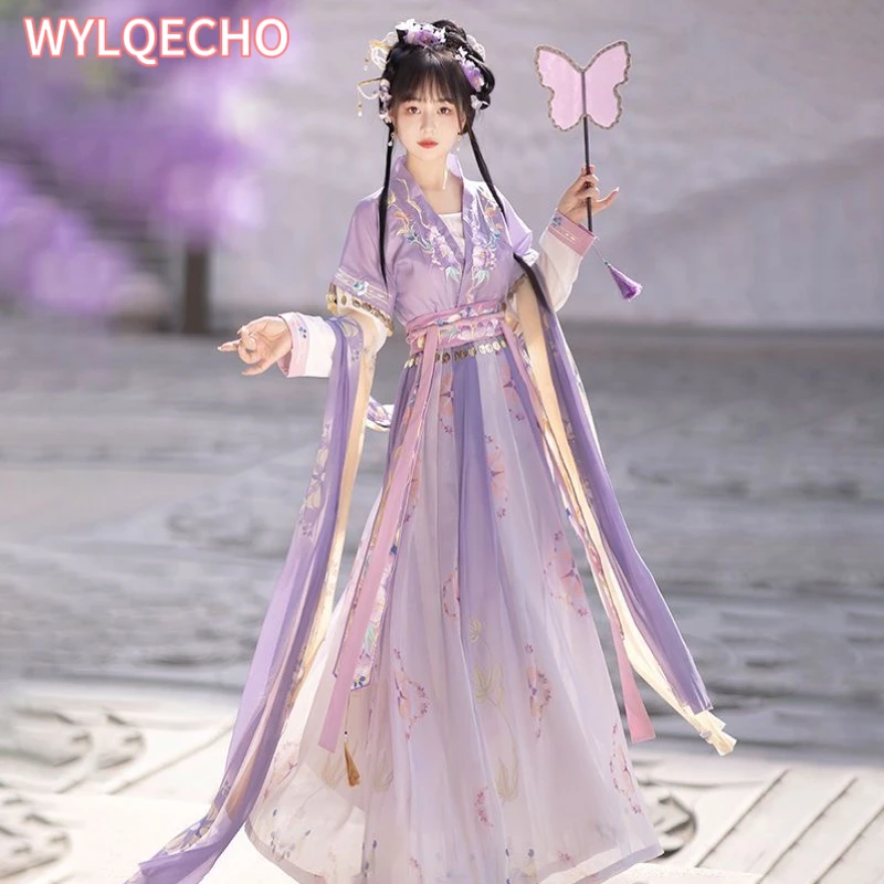 Chinese Hanfu Dress Women Ancient Traditional Hanfu Sets Carnival Fairy Cosplay Costume Purple Blue Green Hanfu Dance Dress