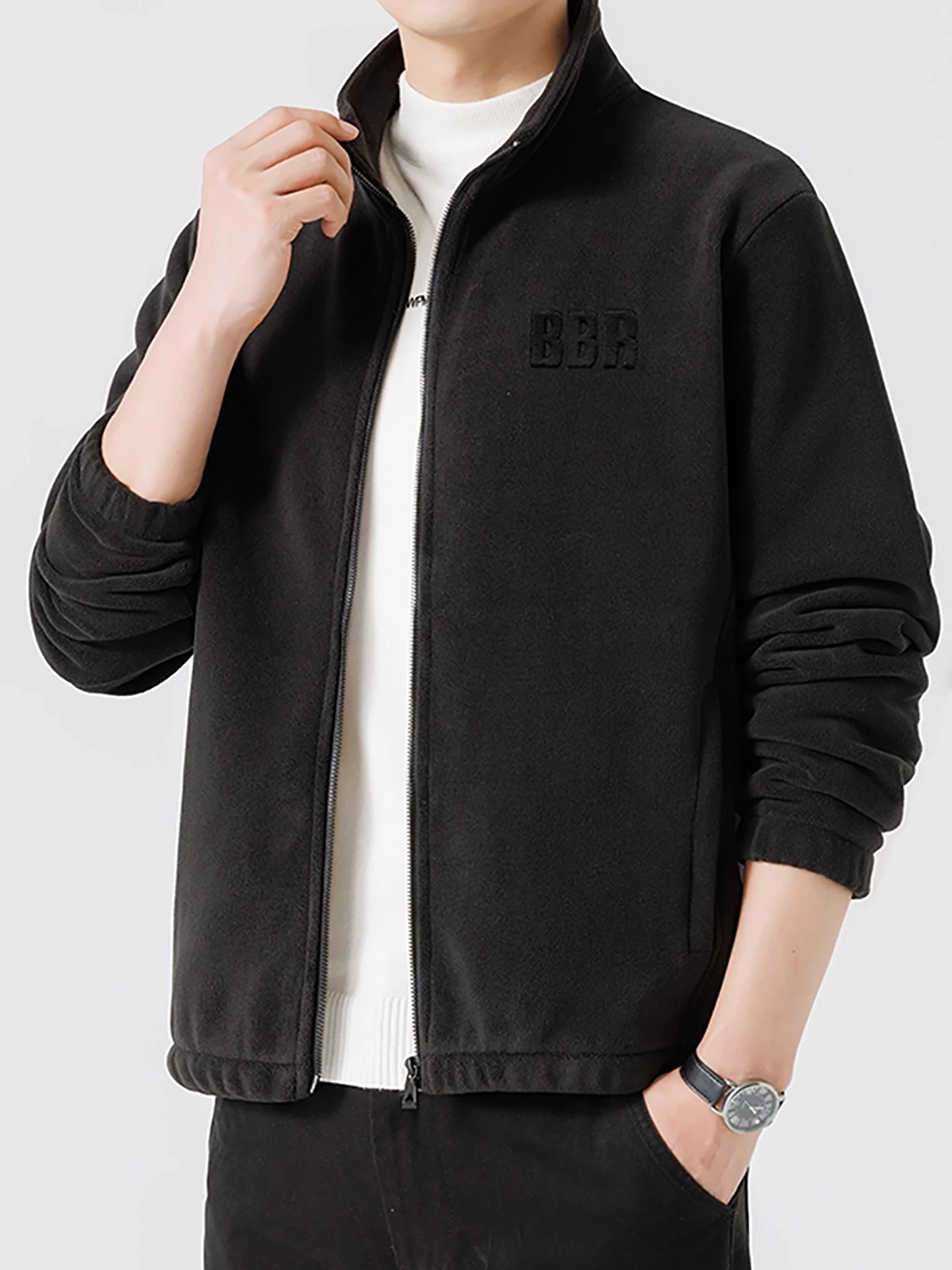 

Мужской открытый кардиган на подкладке Jaet Thi, осень-зима, новый свободный крой, повседневная верхняя одежда на молнии