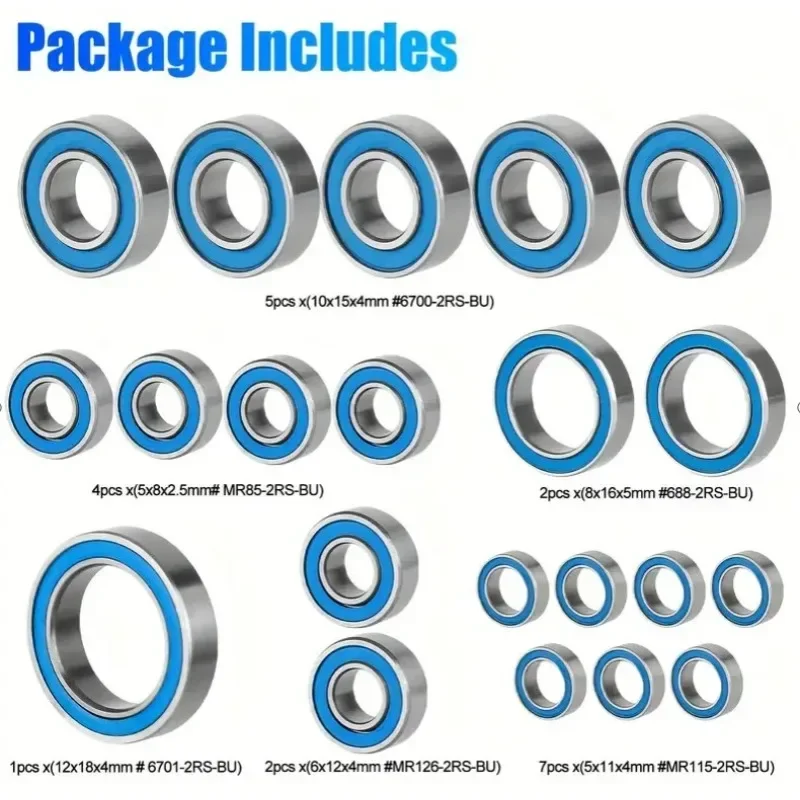 21Pcs Ball Bearings Blue Sealed Bearing 6700/6701 Miniature Rubber seal Deep Groove Ball Bearing MR85 MR126 MR115 Accessories