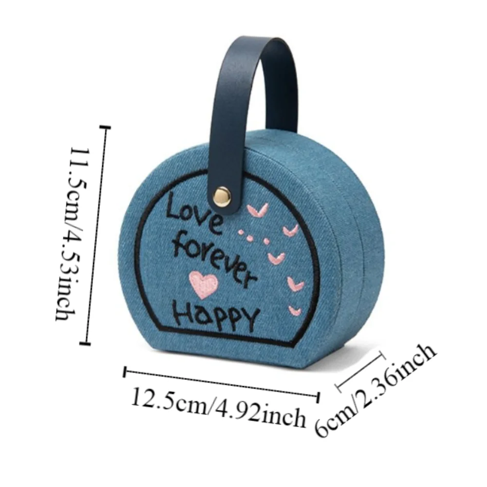 Gestickte Schmuck-Aufbewahrungsbox, Ohrringe, Organizer, Reise, tragbare Handtasche, Schmuck-Display, staubdichte Geschenkverpackung