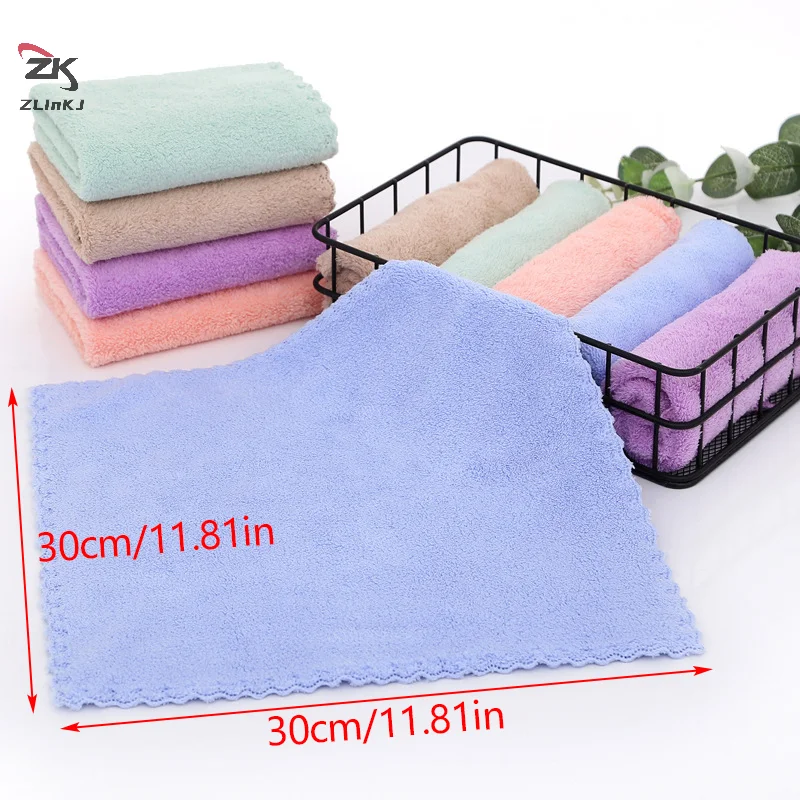 1pc 30*30cm Coral Velvet Face Towel Microfiber Absorbent High-density Square Hand Towel Quick Dry Clean Handkerchief Supplies