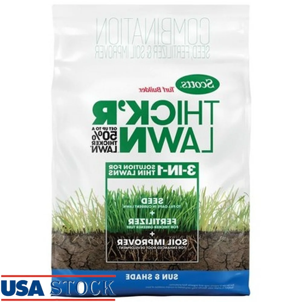 

3-in-1 Thick'R Lawn Sun & Shade Soil Soil Improver Seed Fertilizer 50% Thicker Lawn