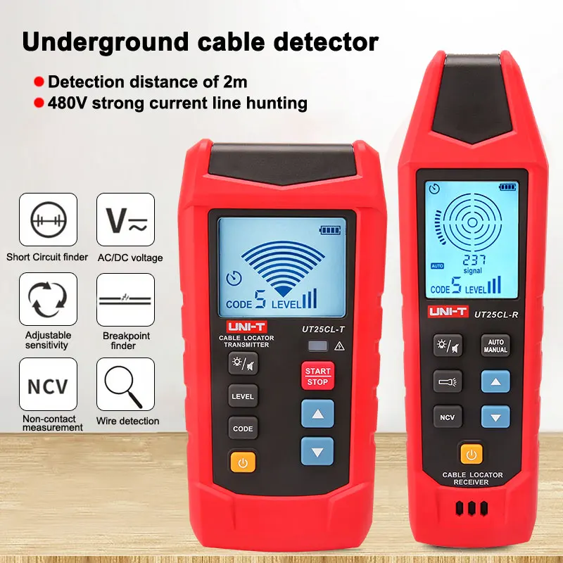 UN-T UT25CL Portable Cable and Pipe Locator - Circuit Tracker and Metal Pipe Detector, Ideal for Safe Underground Detection