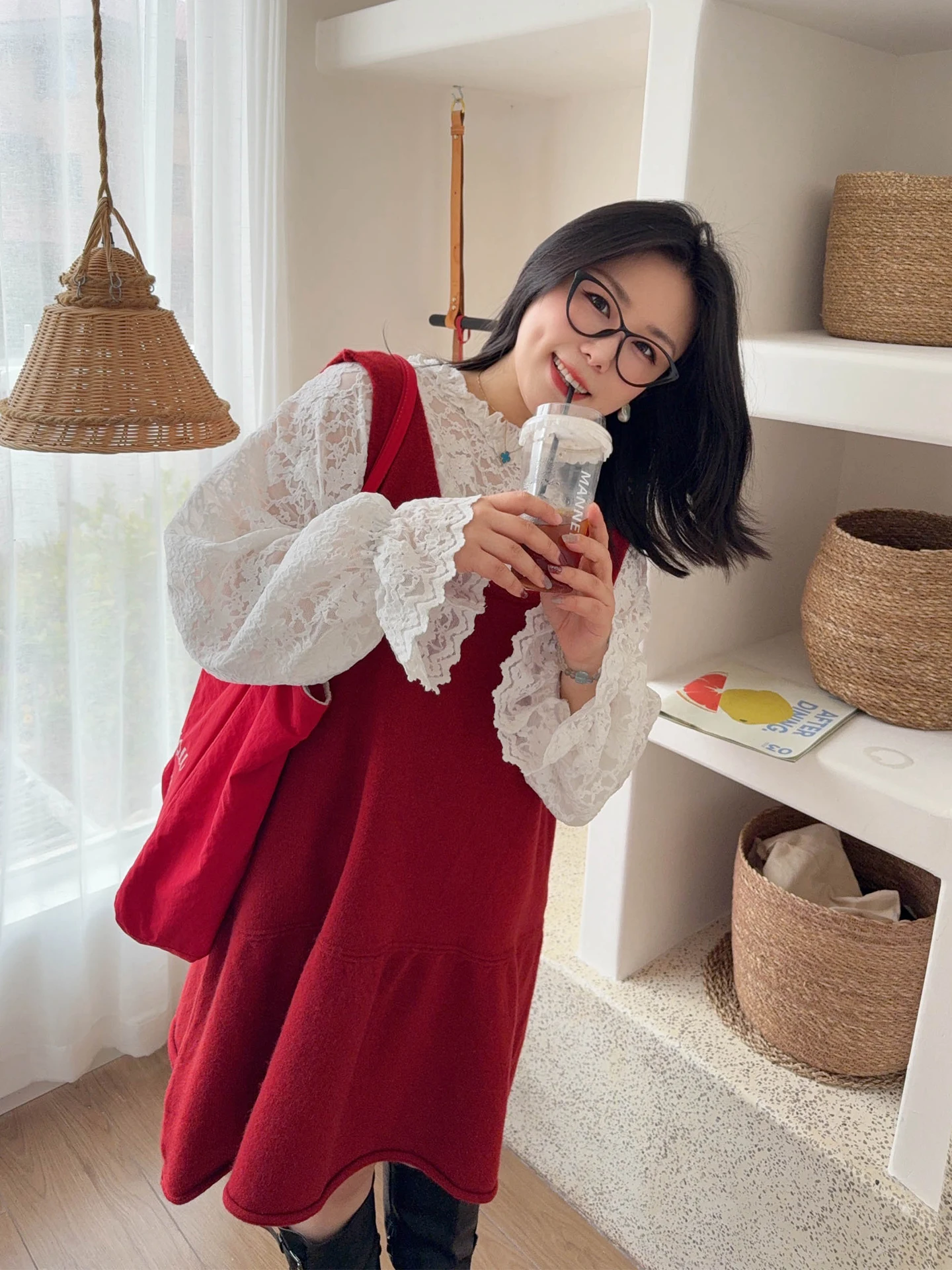 

VOGANA Модный вязаный комплект: жилет и юбка с эластичным кружевом, повседневный, для работы, в корейском стиле, свободный крой