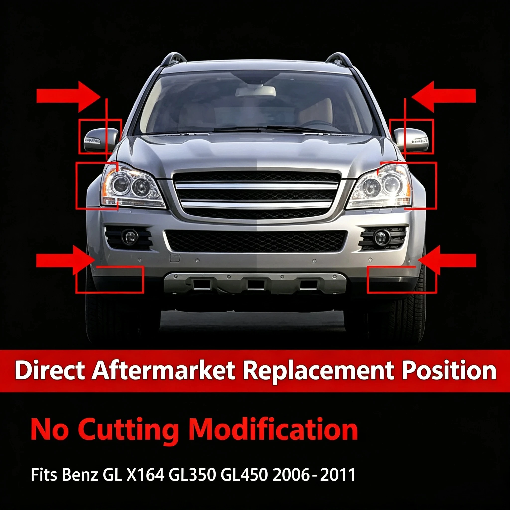 Moggic Headlight Lens Cover Compatible With Mercedes Benz GL Class 2006 2007 2008 2009 2010 2011 GL350 GL450 Left Right Side
