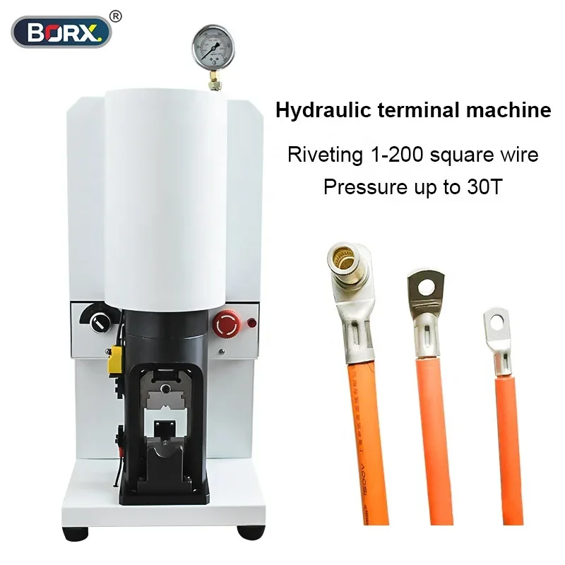 BORX 30T Automatic Hydraulic Terminal Crimping Machine For 1-200 Square Cable Electric Wire Stripping Machine