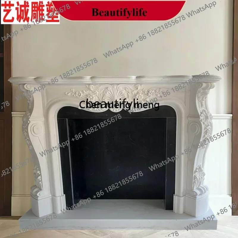 

Z183 Marble fireplace stone carving French marble white jade decorative natural stone carving mantel