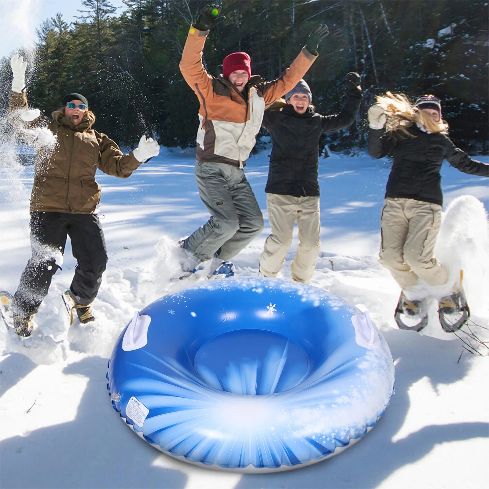 Heavy Duty PVC Inflatable Snow Tube Snow Sled for Kids Outdoor Winter Sports Sliding Tube with Handles Portable