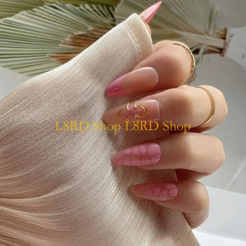 L8RD 24pcs Length Artificial in Elegant 3D Flower Press on