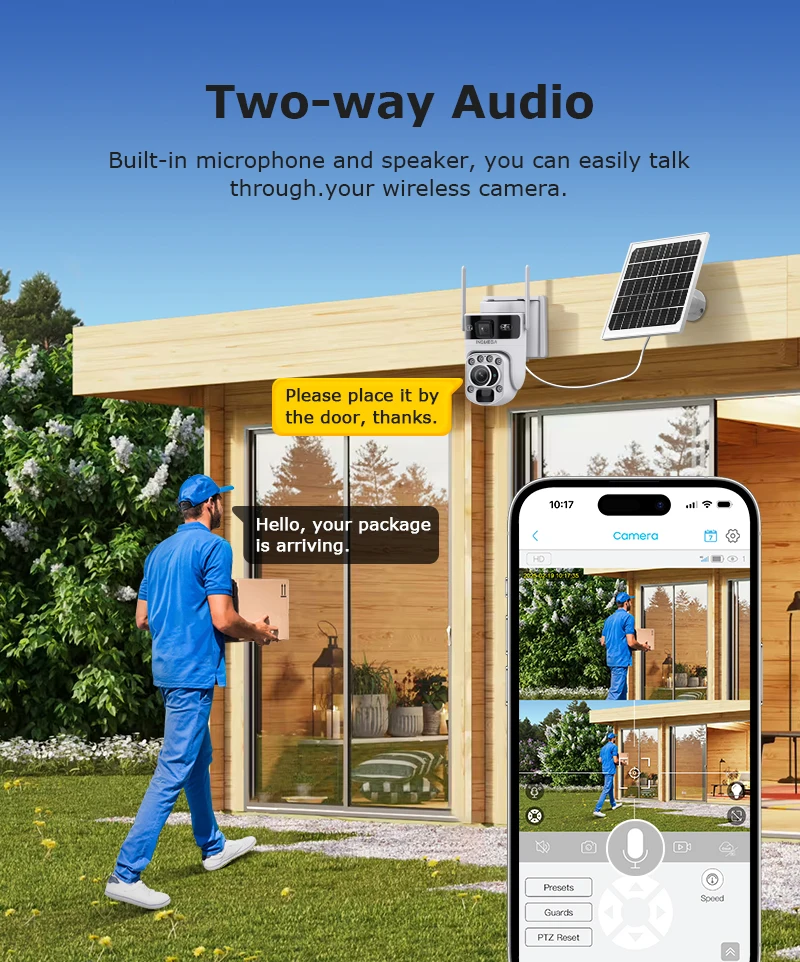 INQMEGA 12MP 60X Optical Zoom Solar Securty Camera Outdoor 4G/WiFi Dual Screen Two Way Talk Auto Tracking CCTV Camera Ubox App view 4