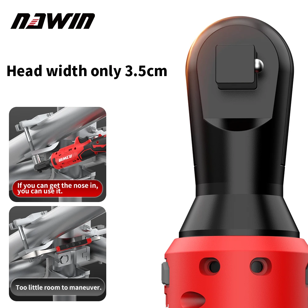 NAWIN brushless electric ratchet wrench 90 degree right angle electric charging wrench lithium stage truss tool