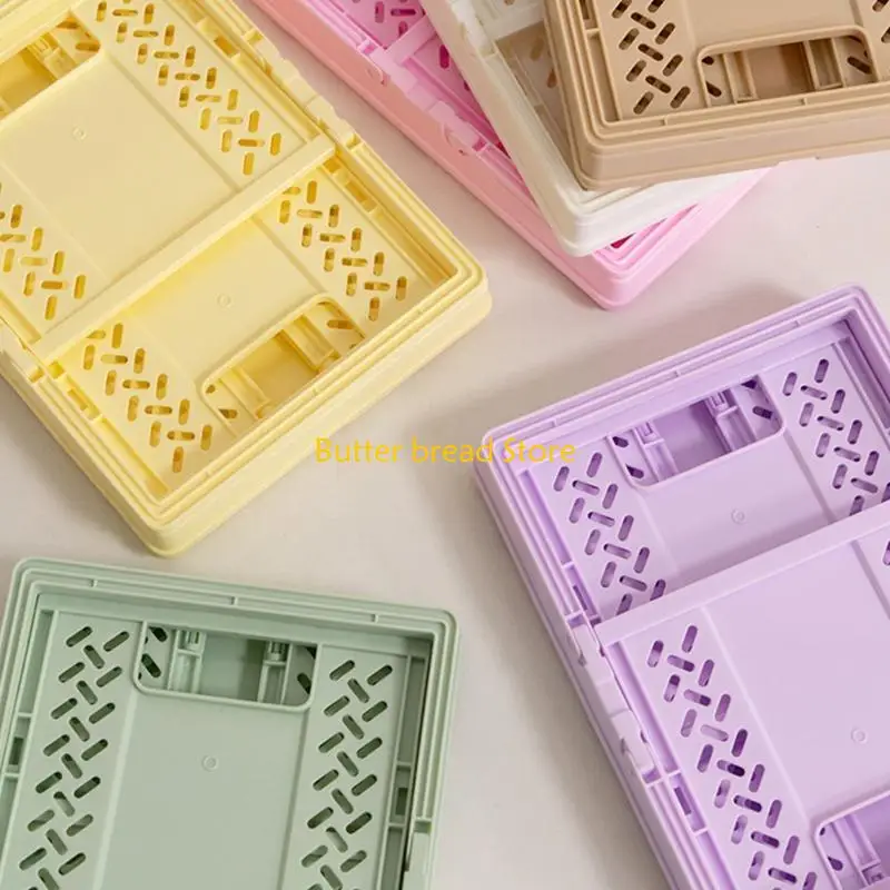 W89C Foldable Basket Stacking Box Clutter Storage Box for Makeup