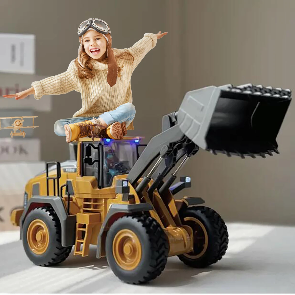 エンジニアリング車両用の電動リモコン掘削機のおもちゃを学ぶ - 屋外ゲームや想像力に適しています。