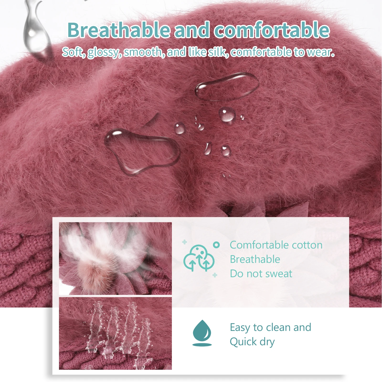 

Warmth Retaining Knitted Wool Hat With Elastic And Side Flower Design Suitable For Winter Outdoor Activities