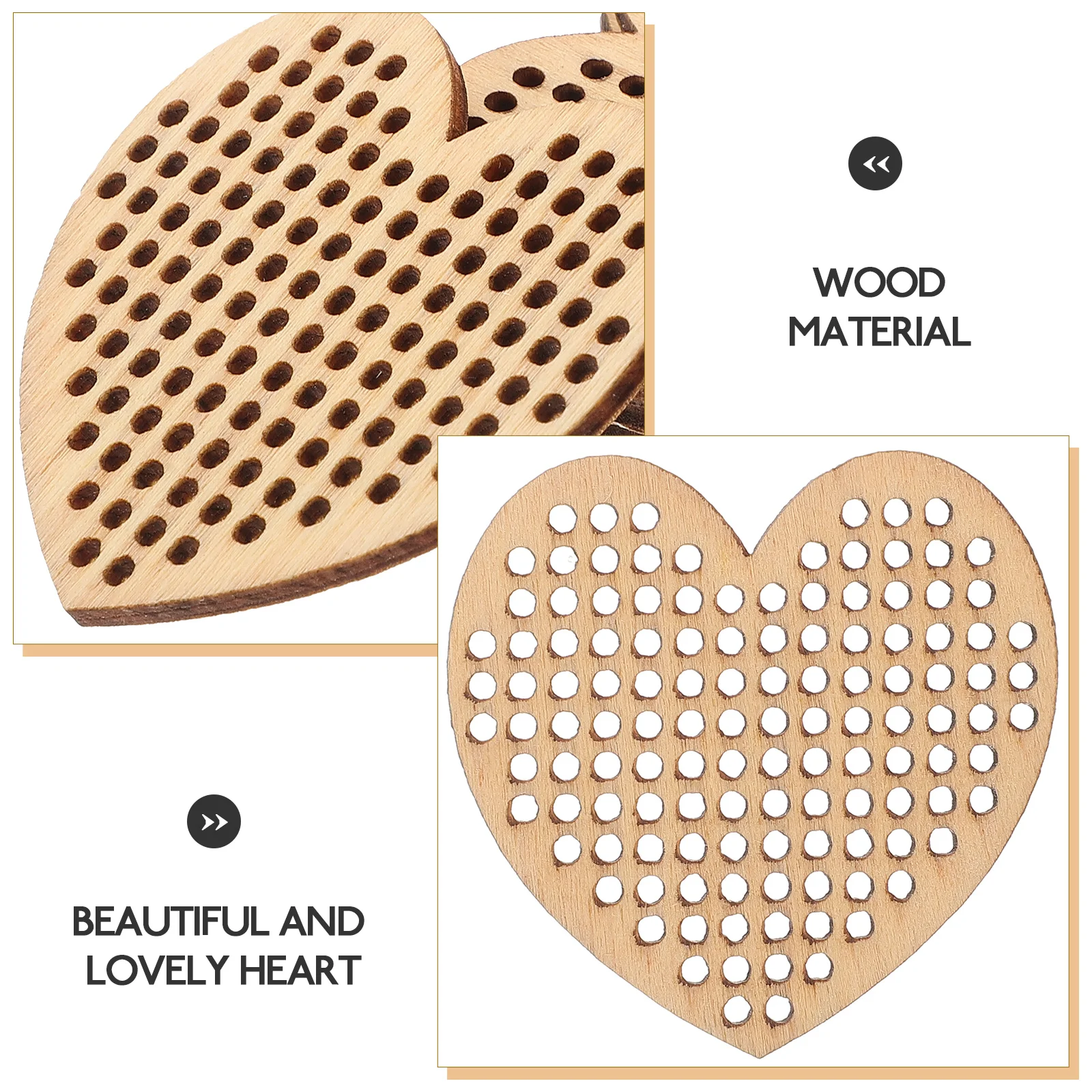 20pcs Heart Log Slices Shaped Wooden Hanging Tags Blank Hole Paved Cross Stitch Ornament Crafts for DIY Engraving