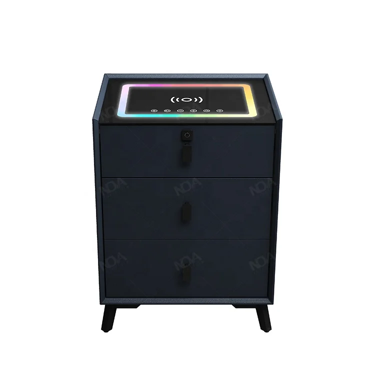 NOVA Modern Smart Bedside Table Wooden Multi-functional Bedroom Nightstands With Wireless Charging Mesita De Noche Inteligente